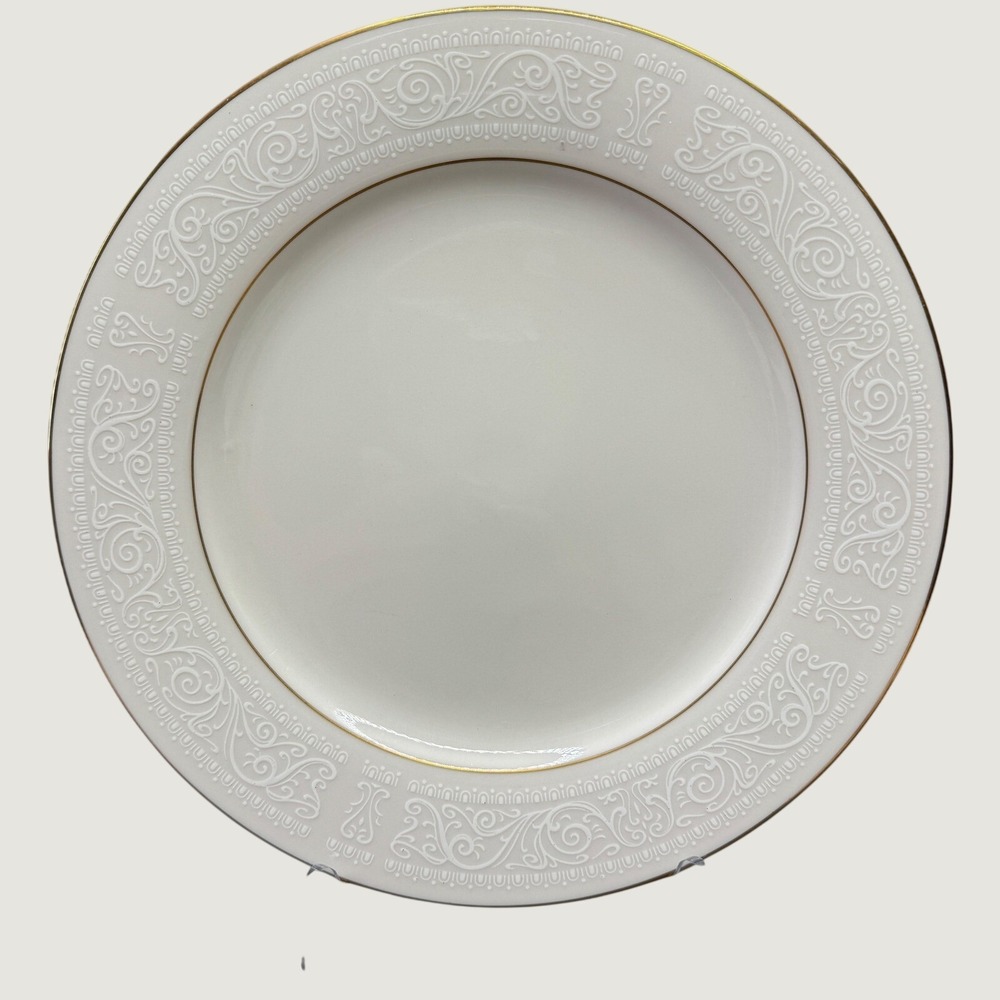 Noritake Japan Ivory China‎ Tulane 7362 Salad Plate 8-1/4 Gold Rim Embossed VTG
